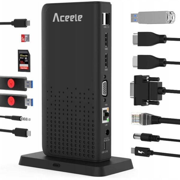 Stacja dokująca do laptopa Aceele, USB C 15 w 1 (B1060)