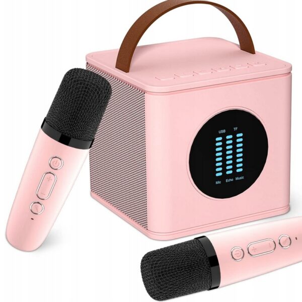 Różowy styl BONAOK Mini Karaoke Machine z 2 mikrofonami (B1615)