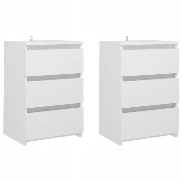 Elegancka szafka nocna, biała, 3 szuflady, 40 x 35 x 62,5 cm (2442)