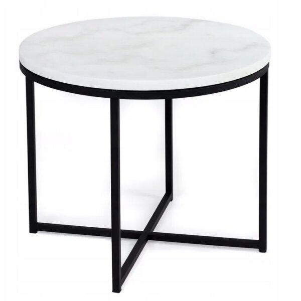 Cross Stolik Kawowy 55 Cm Marmur Biały Lectus |2 Paczki| (2547)