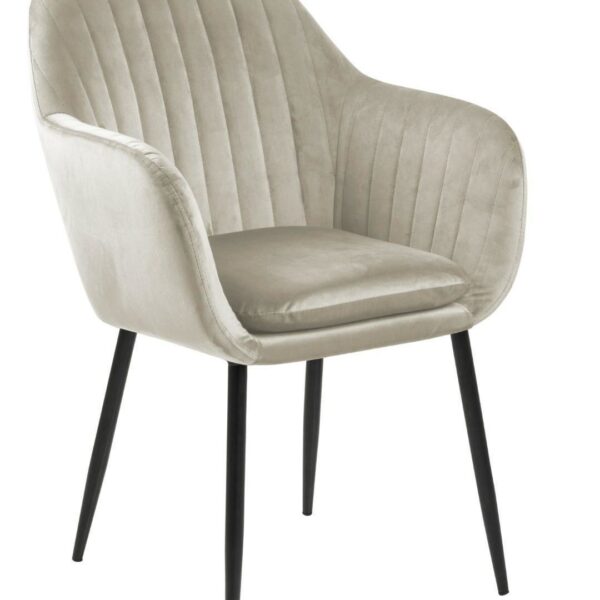 EMILIA KRZESŁO BEŻOWY PRĄŻKOWANY - PODSTAWA METAL (2609)