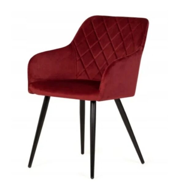 Krzesło Z Podłokietnikami Caro Bordowe Welwet 2 Szt (2602)