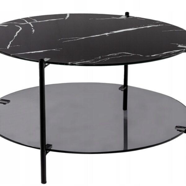 Divine Stolik kawowy czarny, szkło dymione, dekor marmuru (2604)