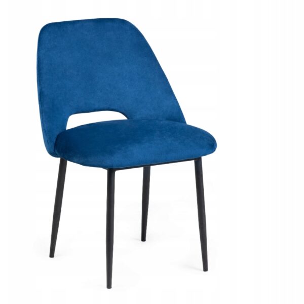 Luizi Krzesło z wycięciem welurowe granatowe/czarne nogi (2671)