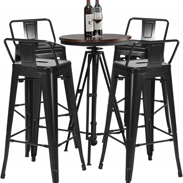 Costway Zestaw 4 metalowych krzeseł barowych (2681)