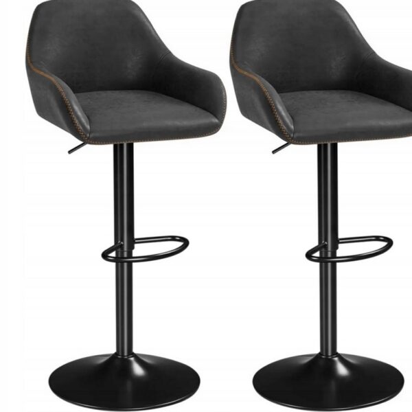 Zestaw 2 hokerów YAHEETECH czarny skóra sztuczna (2540)